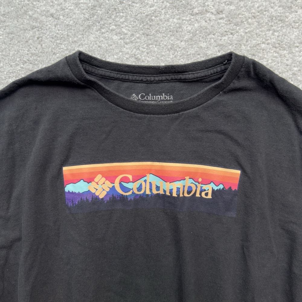 Columbia T-Shirt Men's XL Black Mountain Sunset Logo Graphic Cotton Short Sleeve - Picture 4 of 5